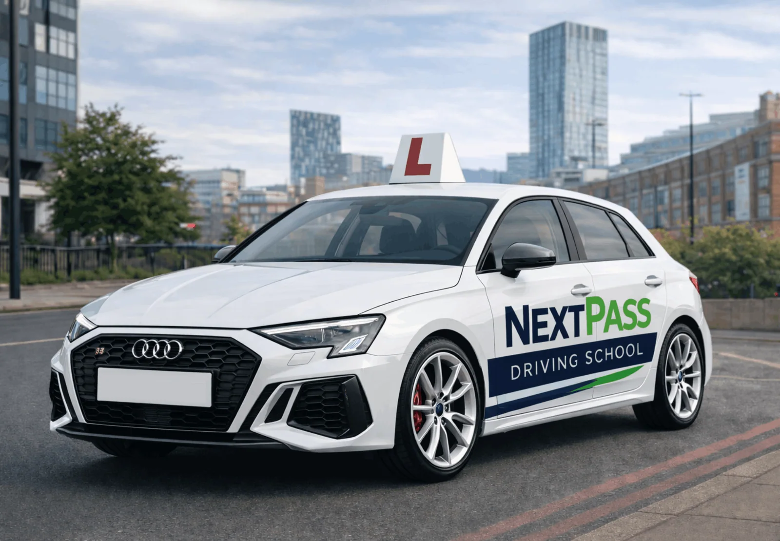 NextPass-branded learner car in Manchester